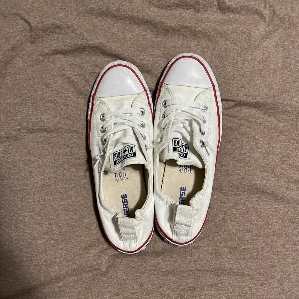 White converse slip ons